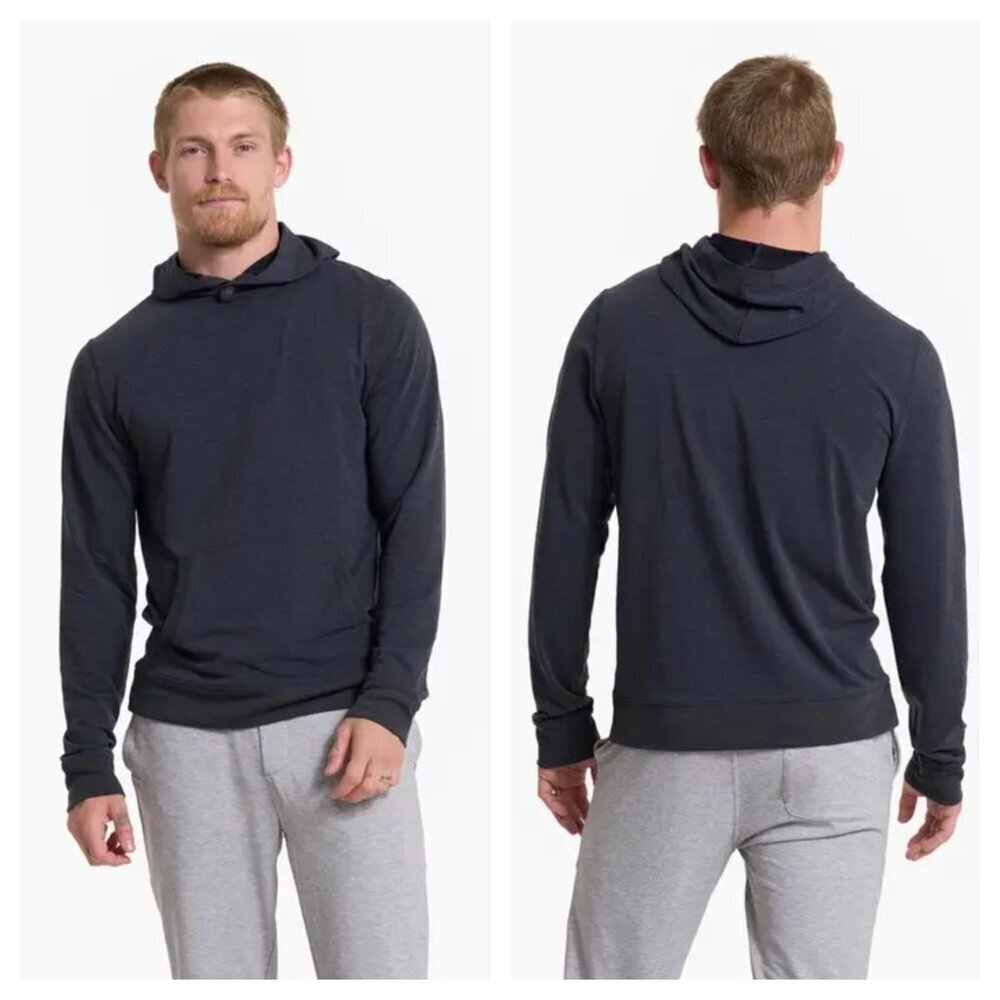 Vuori Austin Pullover Hoodie Heathered Black Men's S Stretch Terry Performance